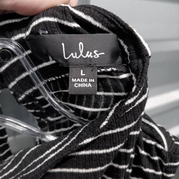 NWT Lulu's Irresistibly Chic Black Striped Funnel Neck Tank Top - Picture 6 of 10